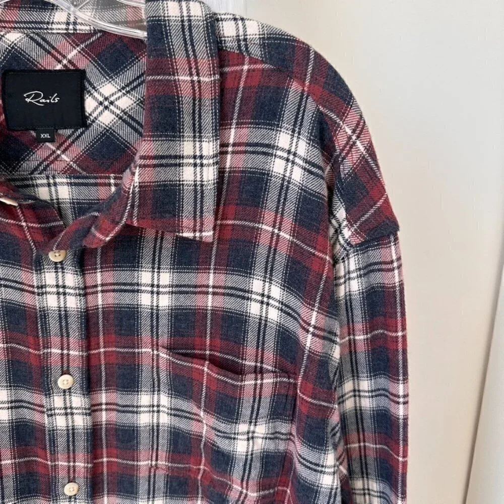 Rails Men's Lennox Plaid Button-Up Lightweight Flannel Shirt SZ XXL